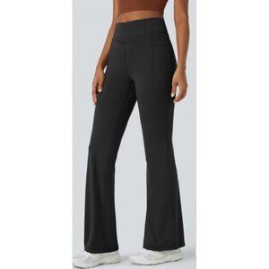 Halara Ulta Sculpt Mid Rise Size Small Pocket Running Flare Full Length NWT Blac